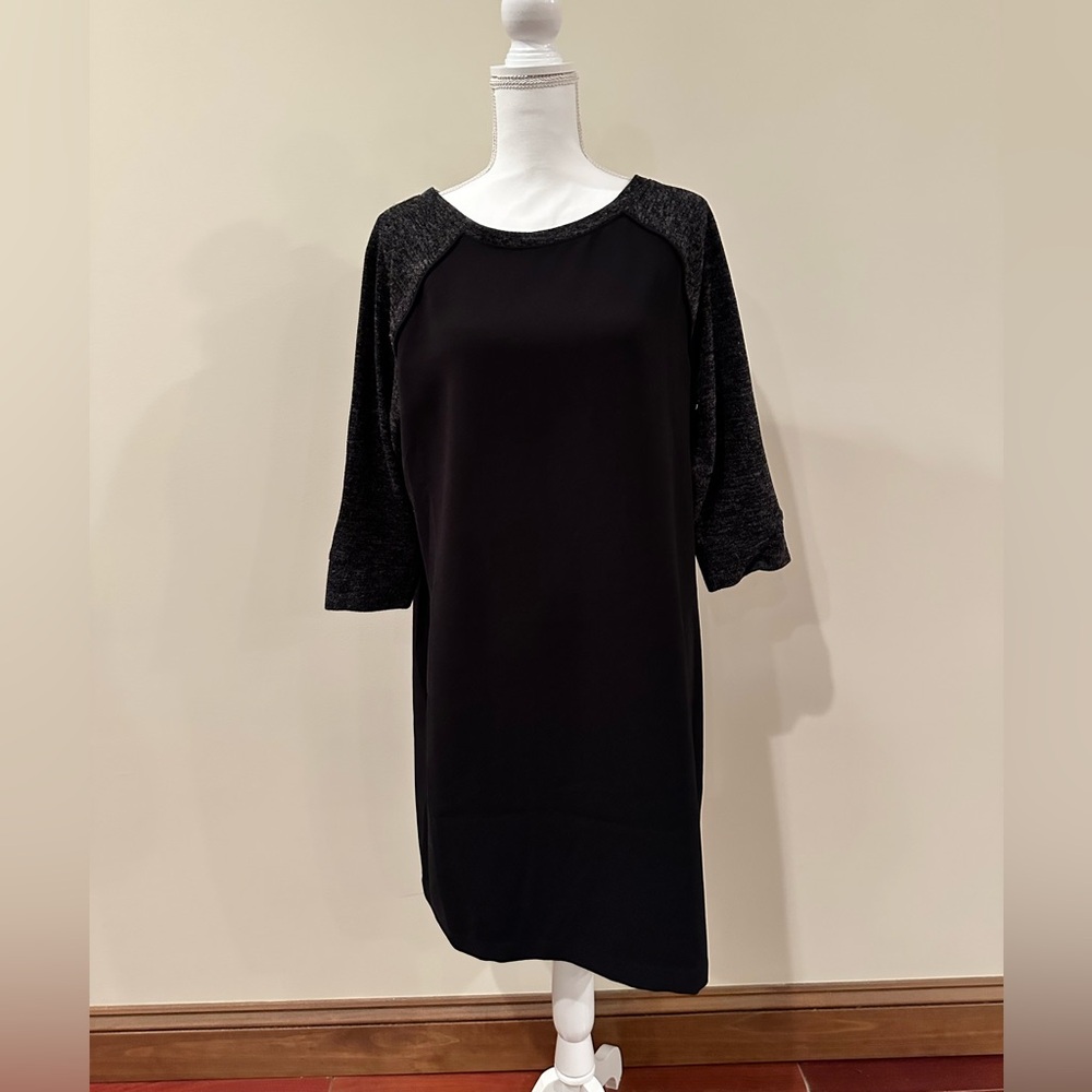 LOFT Black Dress with Gray Sleeves